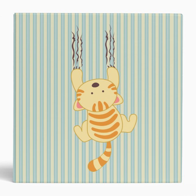 Cute scratching kitty cat fun 2 inch avery binder (Front)