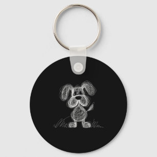 Cute scribble puppy dog doodle cartoon style keychain
