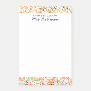 Cute Scribbles Teacher From the Desk of 4 x 6 Post-it Notes