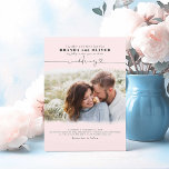 Cute Script Elegant Photo Overlay Pink Wedding Invitation<br><div class="desc">Romantic modern and minimal wedding photo invitations</div>