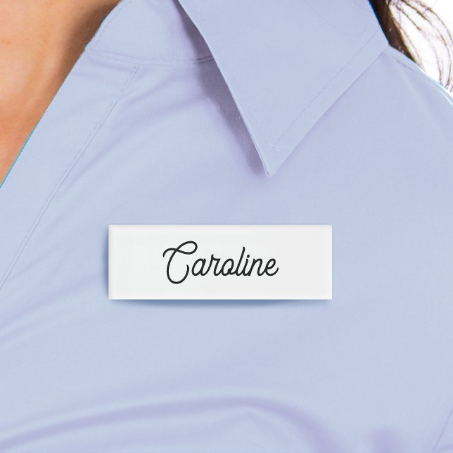 Cute Script Employee Staff  Plain White Name Tag (Creator Uploaded)