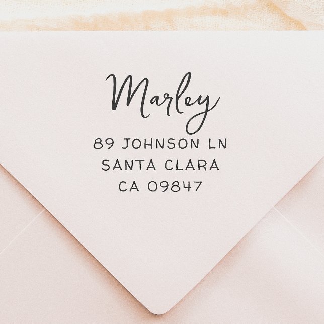 Cute Script Family Name & Address Rubber Stamp (Creator Uploaded)
