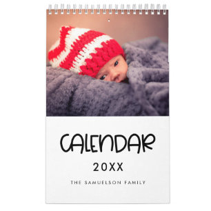 Cute script family photo calendar 2025