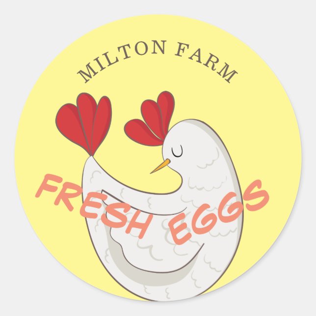 cute script fresh eggs monogram classic round sticker (Front)