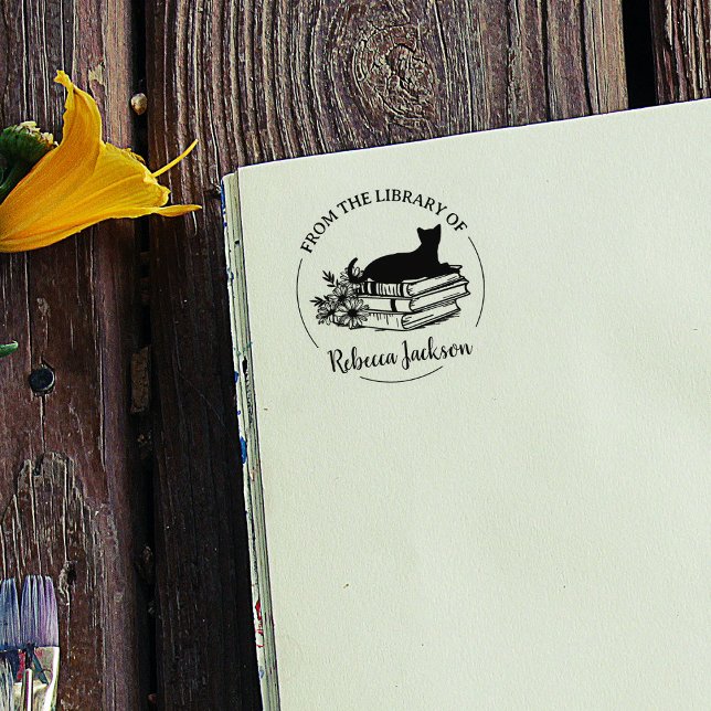 Cute Script From the Library Of, Cat Book  Rubber Stamp (Creator Uploaded)