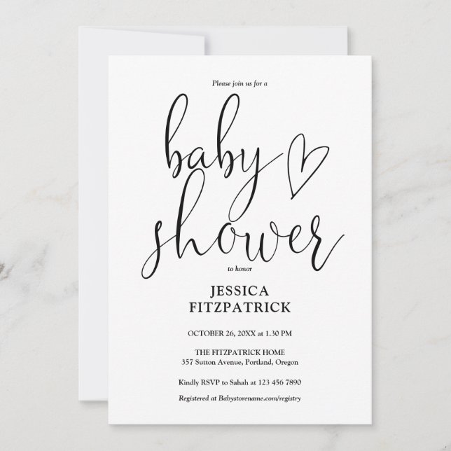 Cute Script Gender Neutral All In One Baby Shower Invitation (Front)