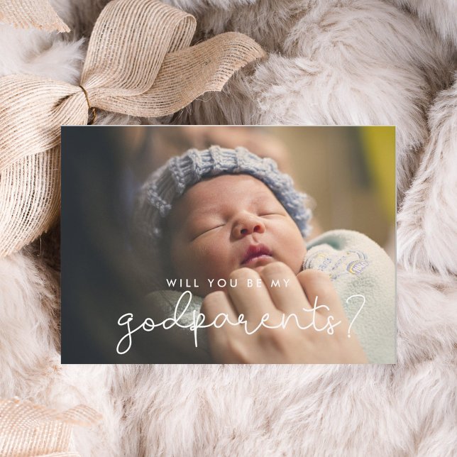Cute script Godparents proposal photo card (Creator Uploaded)