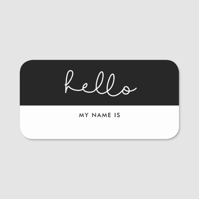 Cute script Hello my name is Dry Erase Tag (Front)