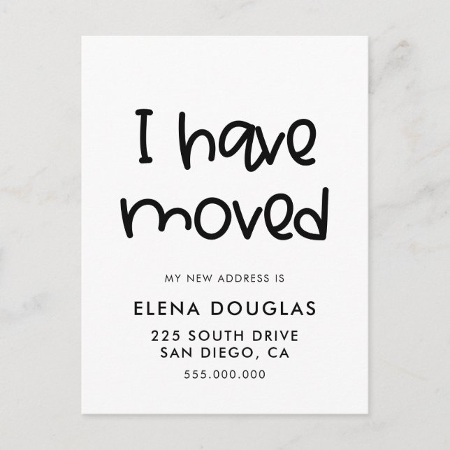 Cute script I have moved announcement Postcard (Front)