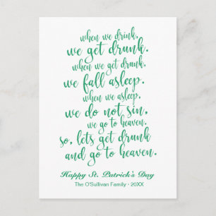 Cute Script Irish Toast St. Patrick's Day Postcard