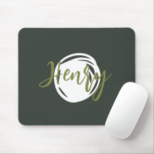 Cute script Monogram smoke green Trendy simple Mouse Pad