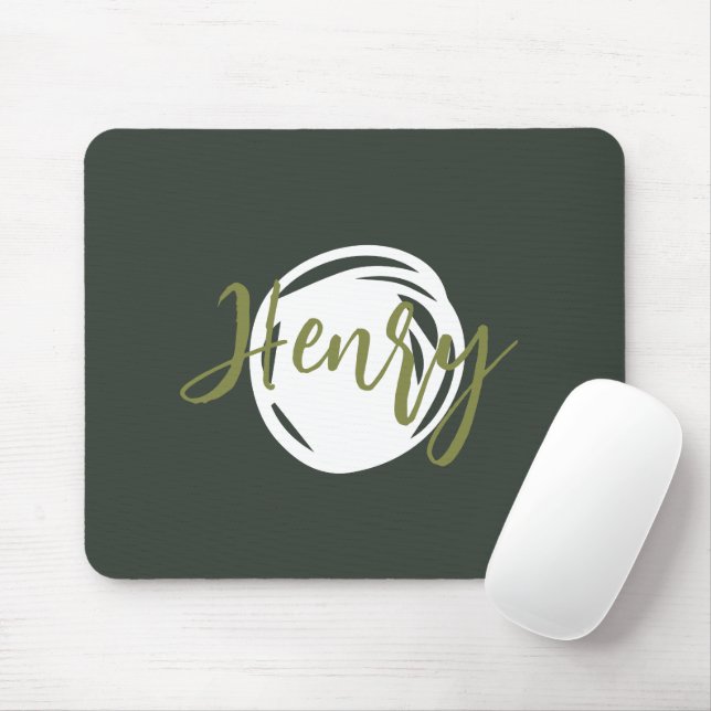 Cute script Monogram smoke green Trendy simple Mouse Pad (With Mouse)