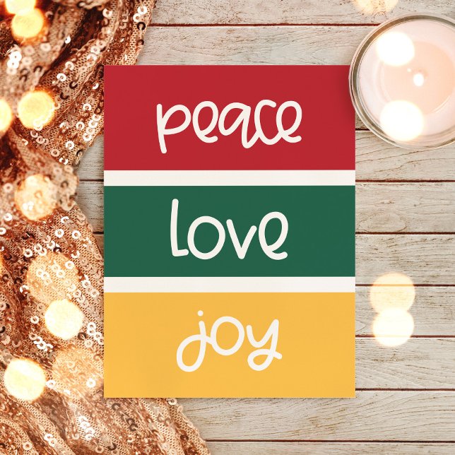Cute script Peace Love Joy Christmas Postcard (Creator Uploaded)