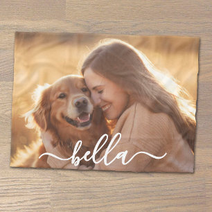 Cute Script Pet Photo Horizontal Fleece Blanket