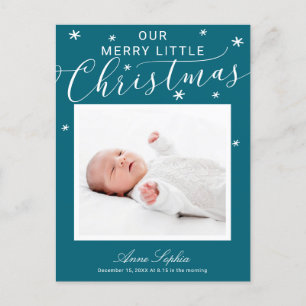 Cute Script Photo Christmas Birth Announcement