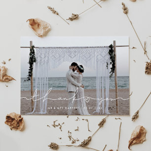 Cute script wedding photo thank you card