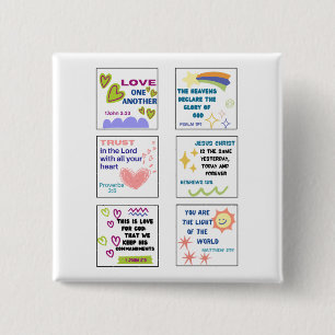 Cute scripture kids memory bible verse  2 inch square button