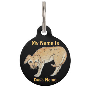 Cute scruffy brown mixed breed dog illustration pet tag