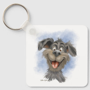 Cute Scruffy Dog Cartoon Keychain