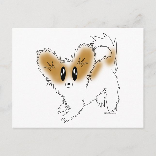Cute Scruffy Papillon Puppy Dog Postcard (Front)
