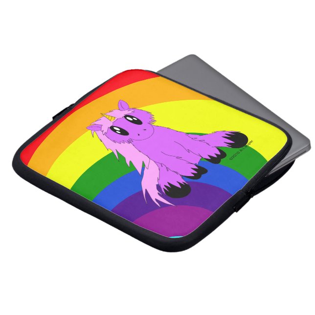 Cute Scruffy Unicorn Laptop Sleeve (Front Top)