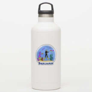 Cute scuba diver ocean life cartoon illustration