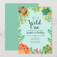 Cute Sea and Swamp Animal Kids Birthday Invitation