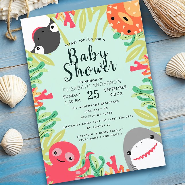 Cute Sea Animal Baby Shower Invitation (Creator Uploaded)