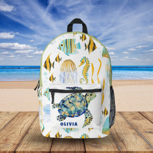 Cute Sea Animal Seamless Pattern Personalized Printed Backpack