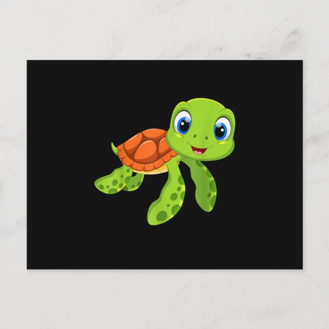 Cute Sea Baby Turtle Gift Announcement Postcard (Front)