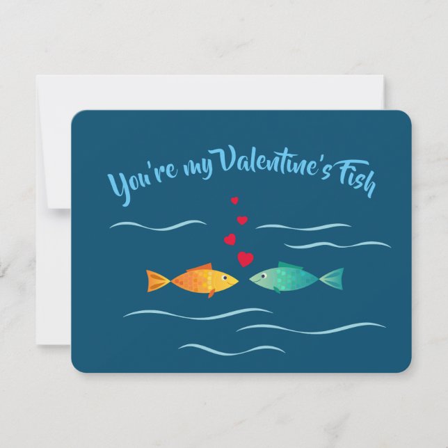 Cute sea fish in love card (Front)