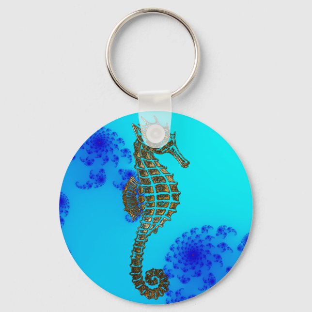 Cute Sea Horse Marine Animal Gift Keychain (Front)