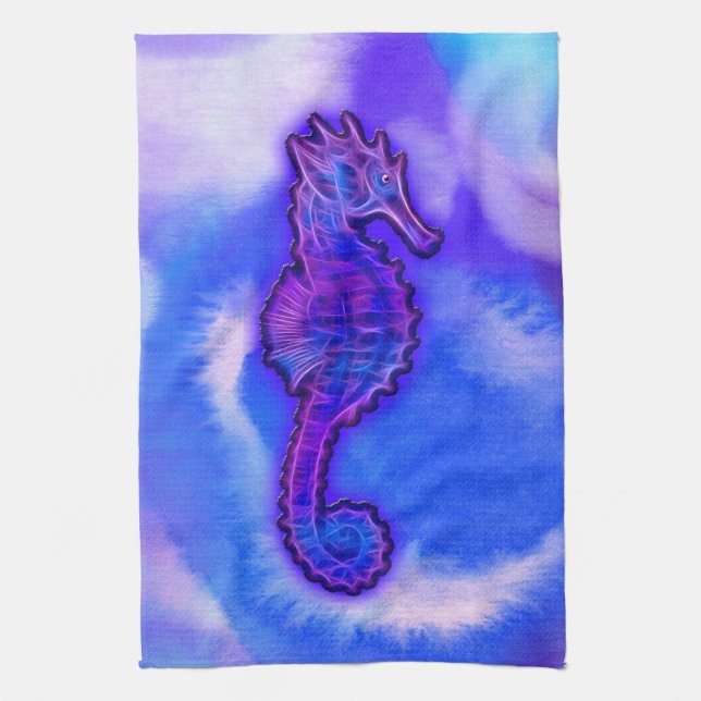 Cute Sea Horse Marine Animal Gift Kitchen Towel (Vertical)