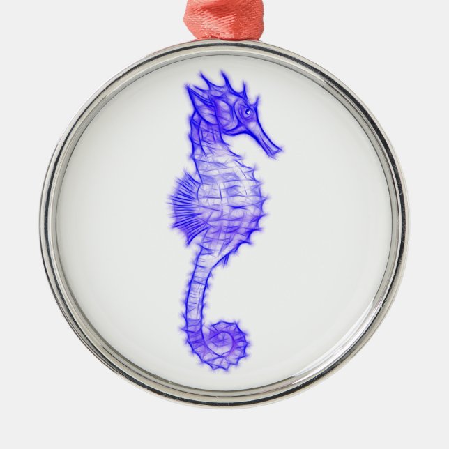 Cute Sea Horse Marine Animal Gift Metal Ornament (Front)