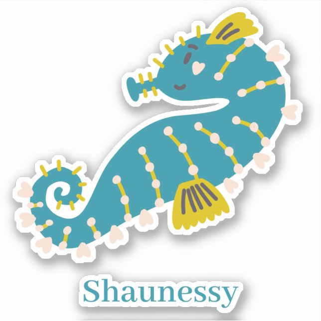 Cute  sea horse teal blue pink hearts personalize  (Front)
