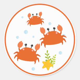 Cute Sea-life Crabs Scrapbooking Classic Round Sticker