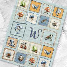 Cute Sea Life Patches Monogram Initial 