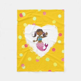 cute sea mermaid princess (dark hair) fleece blanket