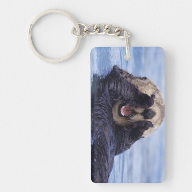 Cute Sea Otter | Alaska, USA Keychain (Front)