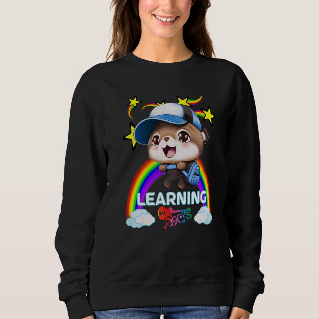 Cute Sea Otter Backpack Baseball Cap LEARNING ROCK Sweatshirt (Front)