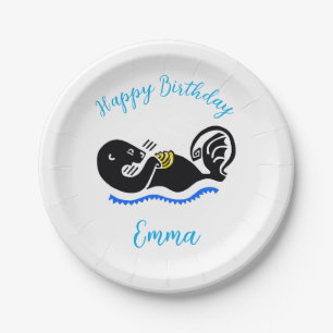 Cute Sea OTTER - Happy Birthday - party Paper Plate
