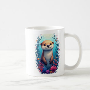 "Cute Sea Otter Underwater Art – Adorable Ocean Wi Coffee Mug