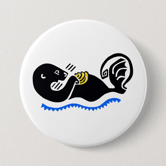 Cute Sea OTTER- Wildlife - Nature - 3 Inch Round Button (Front)
