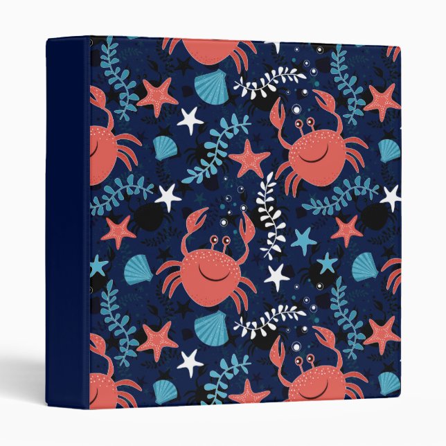 Cute sea pattern with crabs. binder (Front/Spine)