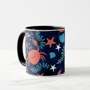 Cute sea pattern with crabs. mug