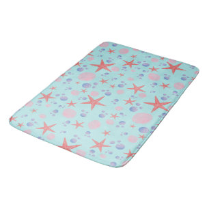 Cute Sea Shell starfish Coastal Summer Ocean Beach Bath Mat