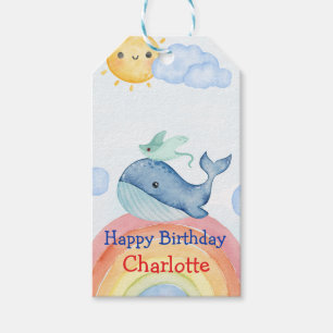 Cute Sea stingray whale fish Birthday party Gift Tags