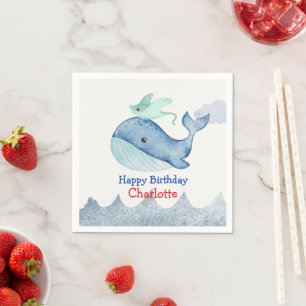 Cute Sea stingray whale fish Birthday party Napkin