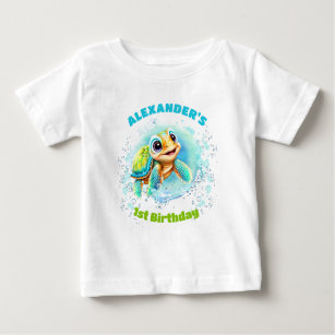 Cute Sea Turtle 1st Birthday Boy Baby T-shirt