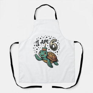 Cute Sea Turtle 6th Birthday Vintage Shirt Design_ Apron